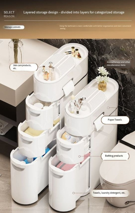 pc Slim Bathroom Storage Cabinet with Drawer & Toilet paper holder