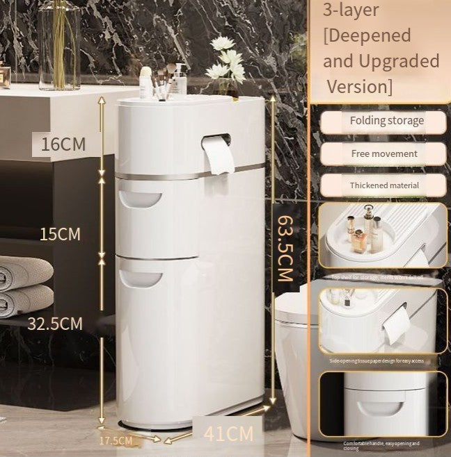 pc Slim Bathroom Storage Cabinet with Drawer & Toilet paper holder