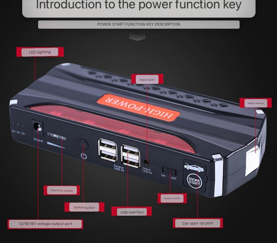 68,800mAh Portable Power Car Jumper with Inflator Pump